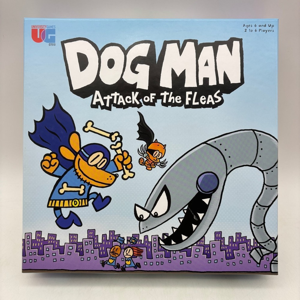 Dog Man Attack of the Fleas Board Game University Games 100% Complete Used